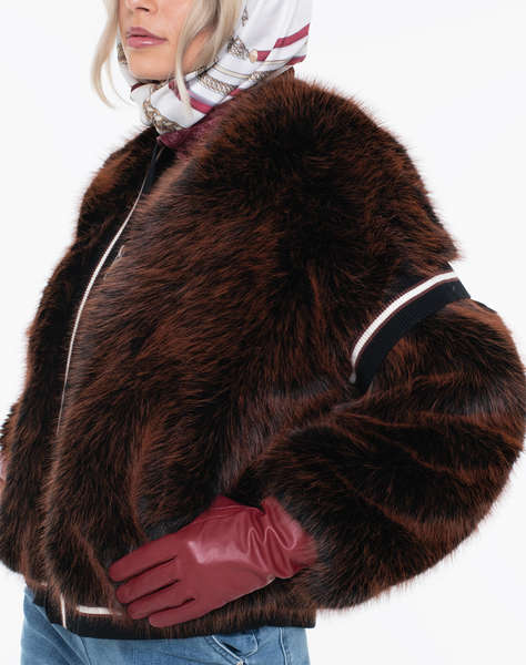 GUESS KATIA FAUX FUR RIB BOMBER ДАМСКО ПАЛТО