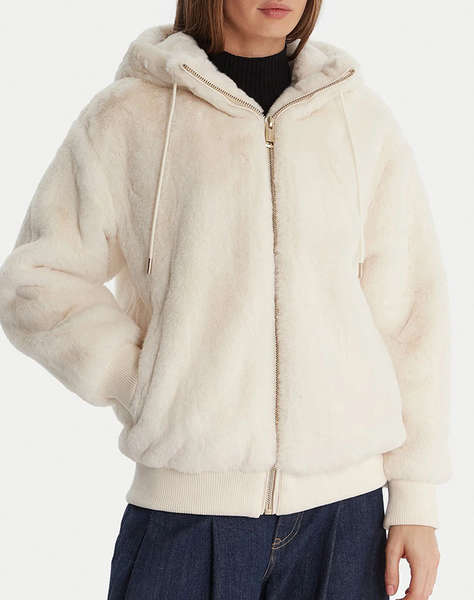 GUESS LUCREZIA FAUX FUR LOGO ДАМСКО ПАЛТО