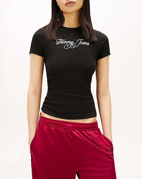 TOMMY JEANS TJW SLIM ESS LOGO 1 RIB TEE EXT
