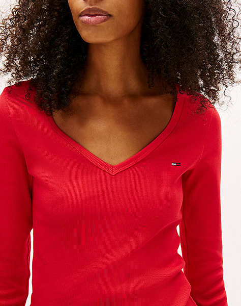 TOMMY JEANS TJW SLIM ESSENTIAL RIB V LS