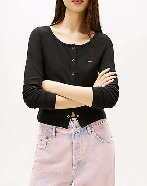 TOMMY JEANS TJW SLIM RIB SNAP BUTTON LS