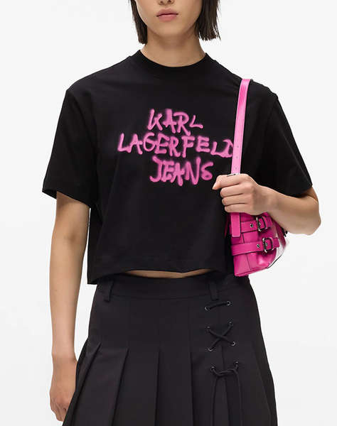 KARL LAGERFELD JEANS KLJ REG CROPPED GRAFFITI TEE