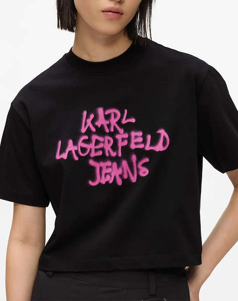 KARL LAGERFELD JEANS KLJ REG CROPPED GRAFFITI TEE