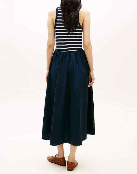 TOMMY HILFIGER GOLD BUTTON POPLIN MIX DRESS