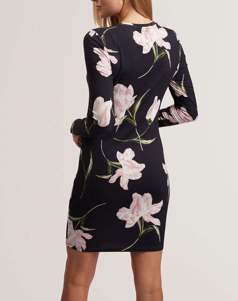 TED BAKER BAAFNEE Printed Long Sleeve Fitted Mini Dress
