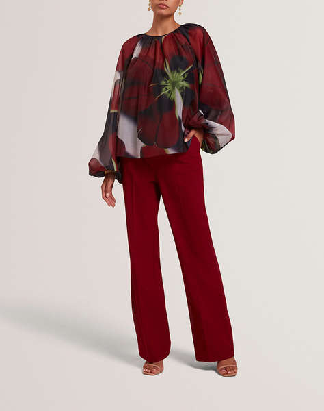 TED BAKER ELAIA Printed Organza Puff Sleeve Blouse