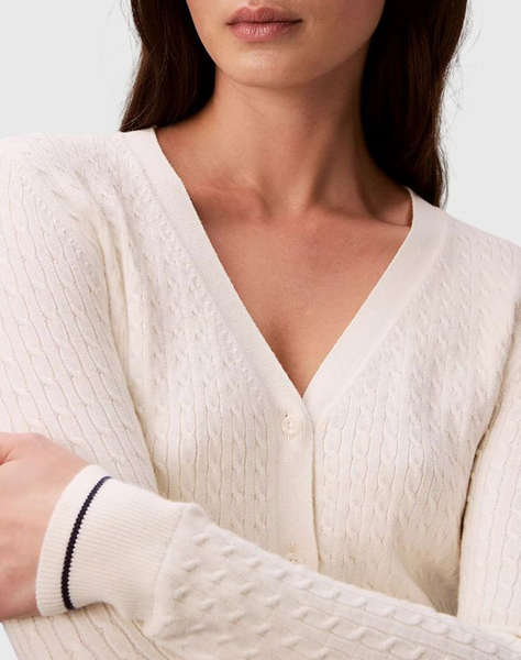 CALVIN KLEIN JEANS LS WOVEN LABEL CABLE CARDIGAN