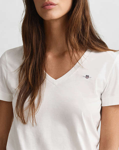 GANT БЛУЗА KMREG SHIELD SS V-NECK T-SHIRT.