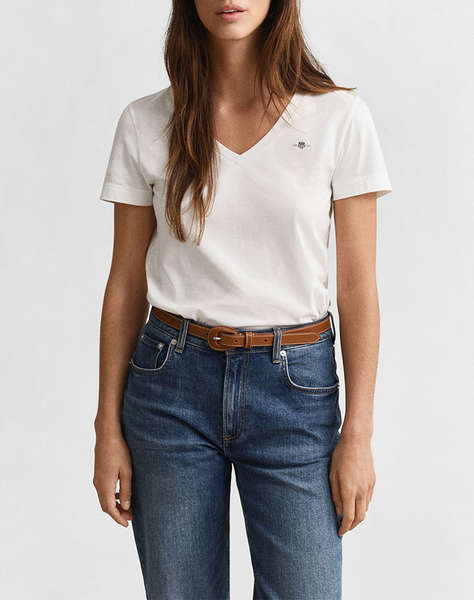 GANT БЛУЗА KMREG SHIELD SS V-NECK T-SHIRT.