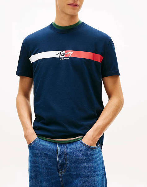 TOMMY JEANS TJM REG SIGNATURE STRIPE T EXT