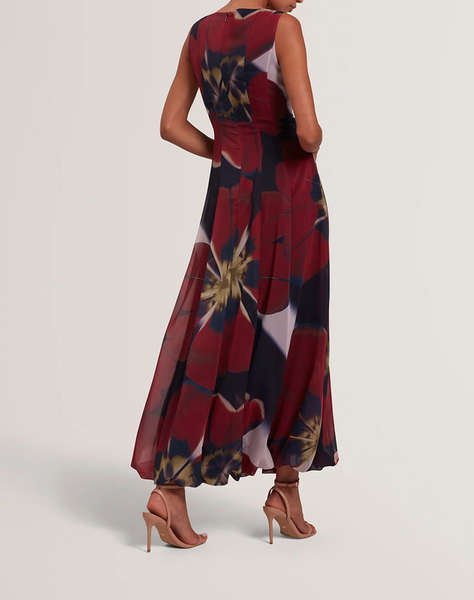TED BAKER LAYNIA Printed Seam Detail Bubble Hem Midi Dres