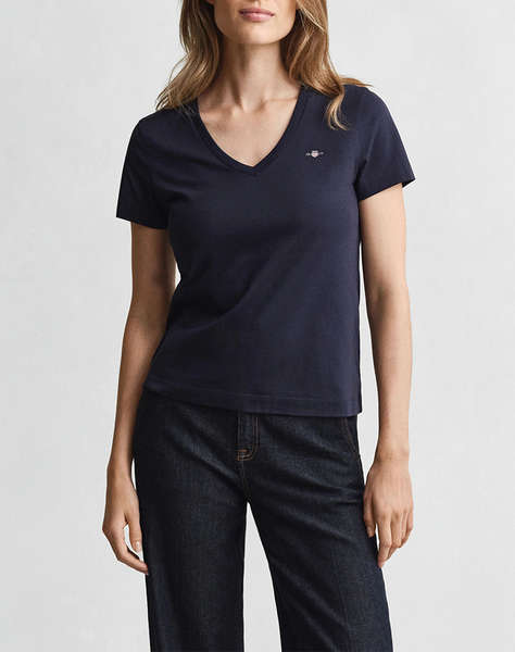 GANT БЛУЗА KMREG SHIELD SS V-NECK T-SHIRT.
