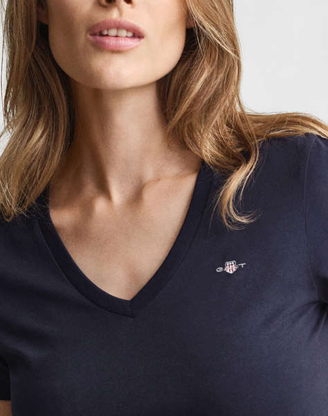 GANT БЛУЗА KMREG SHIELD SS V-NECK T-SHIRT.