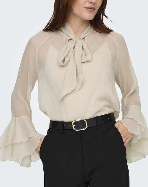 ONLY ONLPENINNA LS FRILL TIE TOP WVN