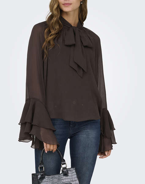 ONLY ONLPENINNA LS FRILL TIE TOP WVN