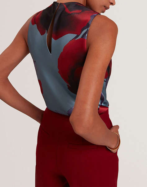 TED BAKER HARPLYN Print Sleeveless Drape Neck Top