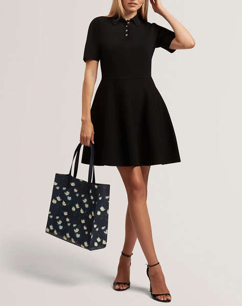 TED BAKER RONDAA Mini Short Sleeve Knitted Polo Dress