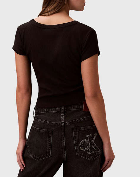 CALVIN KLEIN JEANS A- WOVEN LABEL 2X2 RIB BABY TEE