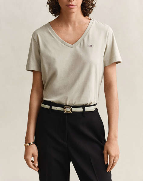 GANT БЛУЗА KMREG SHIELD SS V-NECK T-SHIRT.