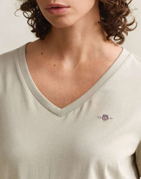 GANT БЛУЗА KMREG SHIELD SS V-NECK T-SHIRT.