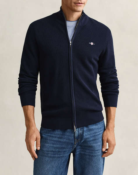 GANT ЖИЛЕТКА MICRO TEXTURED COTTON ZIP CARDIGAN