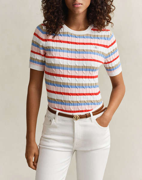 GANT ПУЛОВЕР KMSTRETCH COTTON CABLE STRIPE SS