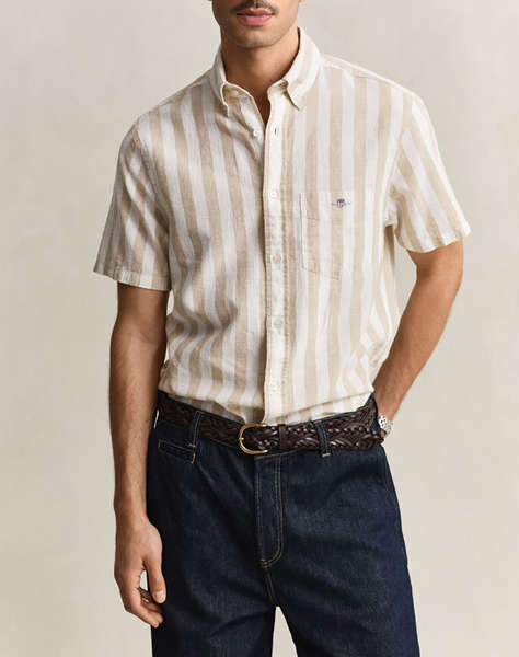 GANT РИЗА KMREG COTTON LINEN STRIPE SS SHIRT