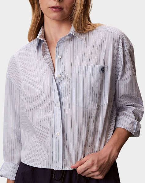 CALVIN KLEIN JEANS YARNDYE COTTON POPLIN CROPPED SH