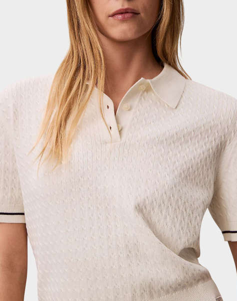 CALVIN KLEIN JEANS SS WOVEN LABEL CROPPED CABLE SWE