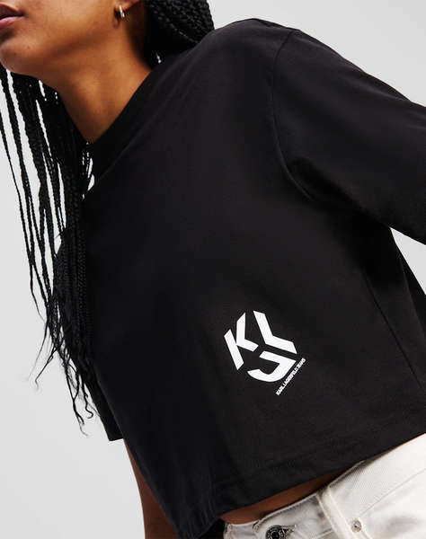 KARL LAGERFELD JEANS KLJ REG CROPPED MONOGRAM TEE