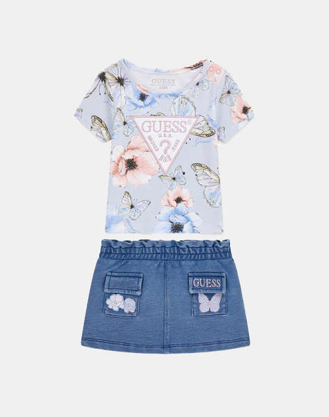 GUESS SET SS T-SHIRT+KINTDENIM SKIRT ДЕТСКИ КОМПЛЕКТ GIRL