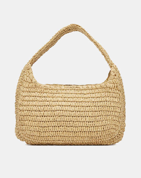 CALVIN KLEIN JEANS BOLD CK RAFFIA SM SHOULDER BAG