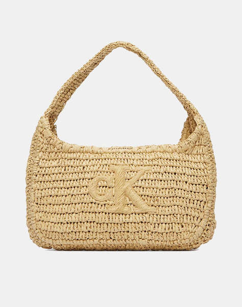 CALVIN KLEIN JEANS BOLD CK RAFFIA SM SHOULDER BAG