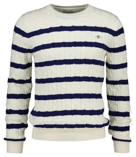 GANT ПУЛОВЕР ΜΜ STRIPED COTTON CABLE C-NECK