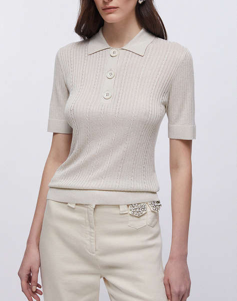 LIU JO WHITE_WA6M21_MAGLIA CHIUSA M/C ДАМСКА ТЕНИСКА