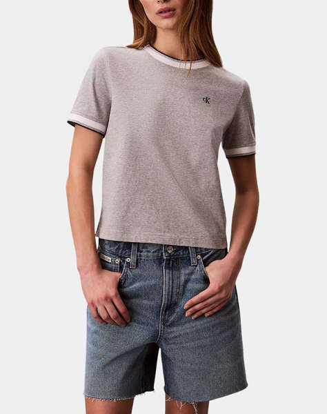 CALVIN KLEIN JEANS SS CTN MONOGRAM STRIPE TRIM TEE