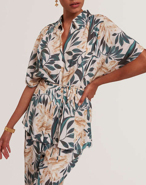 TED BAKER GEHMMA Printed Tie Detail Short Sleeve Shirt