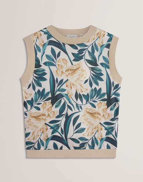 TED BAKER AYLLI Printed Woven Front Sleeveless Top