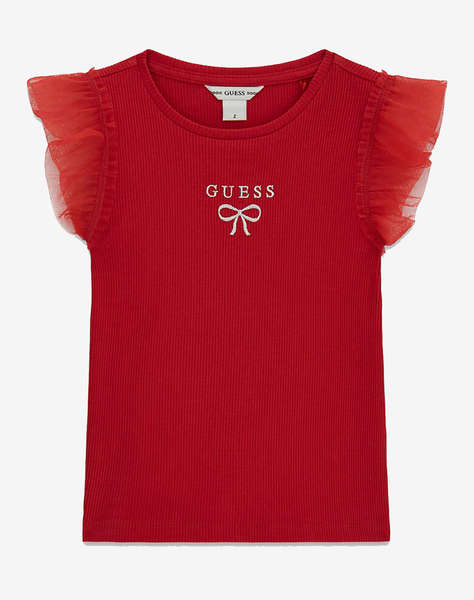GUESS RIB SS T-SHIRT W/MESH Детска блуза GIRL