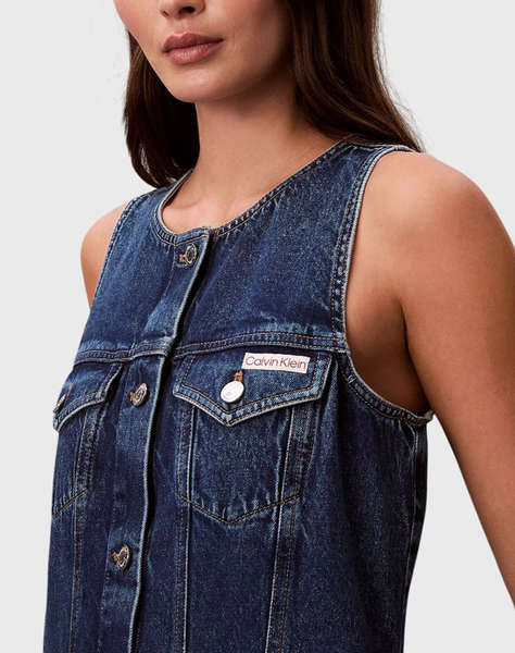 CALVIN KLEIN JEANS WHS SLVLS MINI TRUCKER DRESS MAD