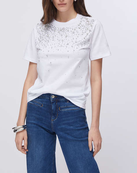 LIU JO BLACK_CA6J10_T-SHIRT MEZZA MANICA + CASTONI ЖЕНСКА БЛУЗА