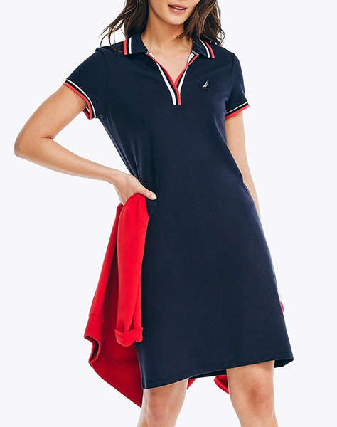 NAUTICA РОКЛЯ S/S TIPPED KNIT OCEAN POLO DRESS