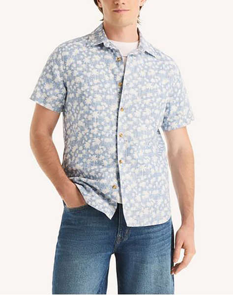 NAUTICA SHIRT KM S/S LINEN REVERSE PRINT