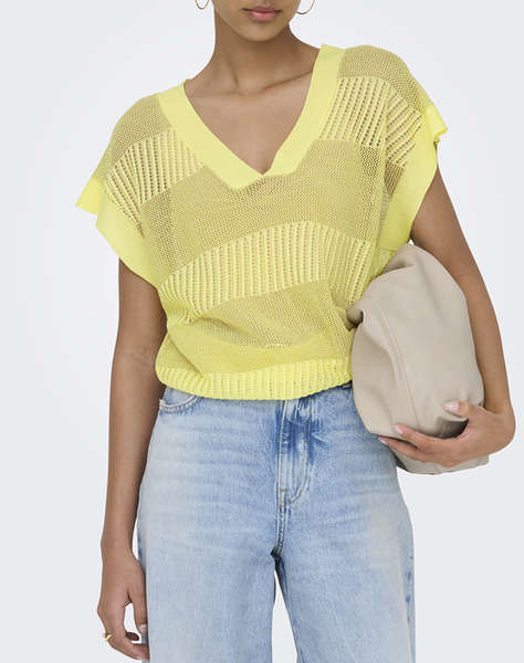 ONLY ONLNOELLE SS STRUCTURE GLITTER VNECK KNT