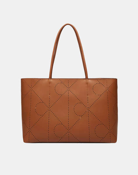 CALVIN KLEIN JEANS EMBLEM AOP PERFOR LTHR TOTE