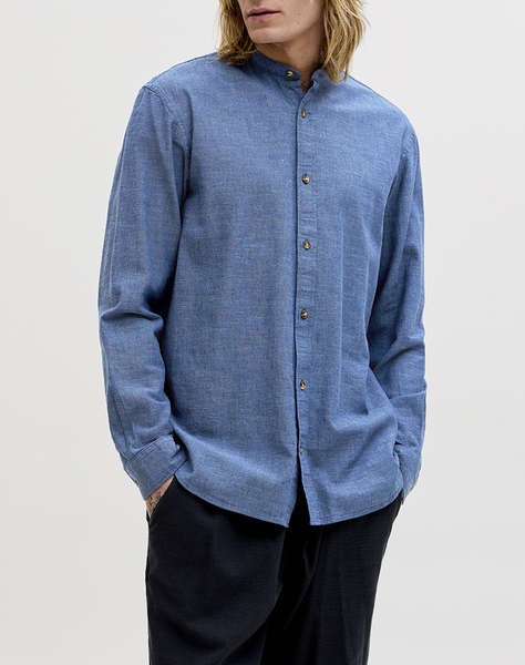 JACK&JONES JJESUMMER LINEN BLEND BAND SHIRT L/S SN