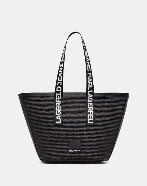 KARL LAGERFELD JEANS KLJ BOX LOGO RAFFIA SHOPPER