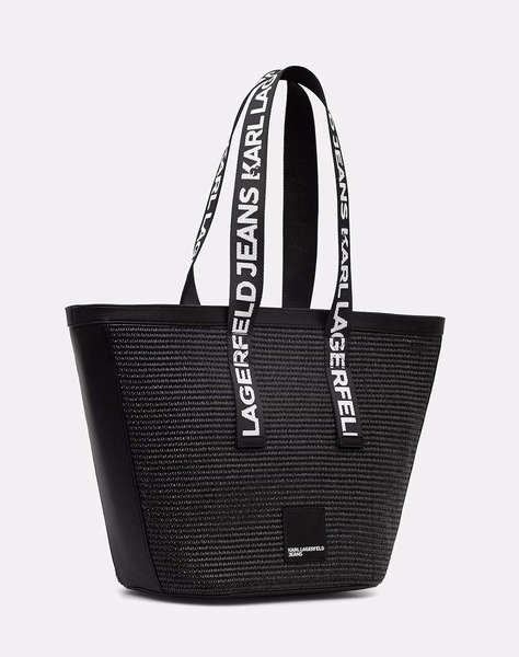 KARL LAGERFELD JEANS KLJ BOX LOGO RAFFIA SHOPPER