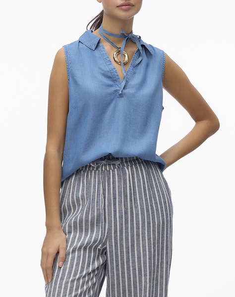 VERO MODA VMHARPER SL COLLAR SHORT TENCEL TOP GA