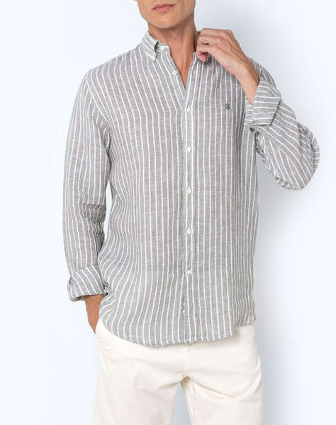 THE BOSTONIANS SHIRT ACORN LINENREGULAR FIT Stripe LINEN Button-down Regular Fit